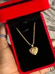 Heart Pendant Necklace - Textured Vintage Inspired Design - 2