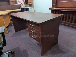 Brown Office Table / Desk (160cm) with Fixed Drawers