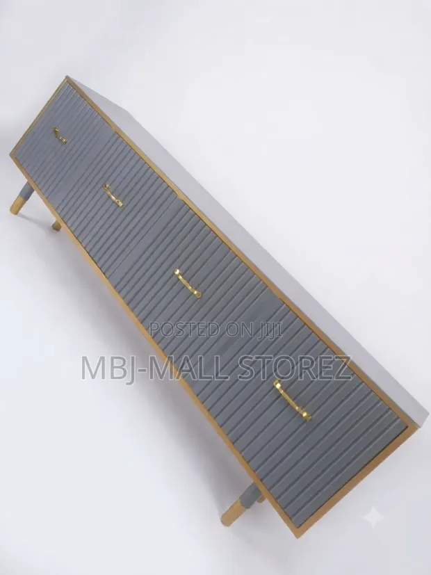 Wood-Mode TV Stand Cabinet - Dark Grey & Gold - 1