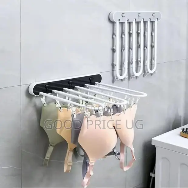 Wall-Mounted Foldable Drying Rack with Clips - 1