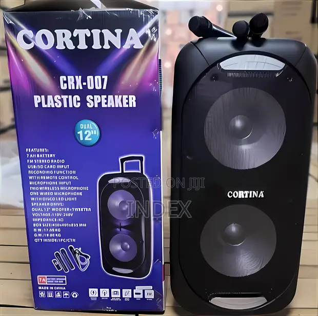 Cortina 12" Amplified Rechargeable Bluetooth PA Speaker with 2 Wireless Mics - 1