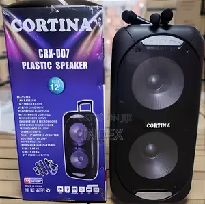 Cortina 12" Amplified Rechargeable Bluetooth PA Speaker with 2 Wireless Mics