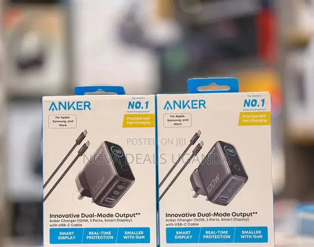 Anker 100W Smart Display USB C Charger, 3 Port GaN Wall Adapter - 1