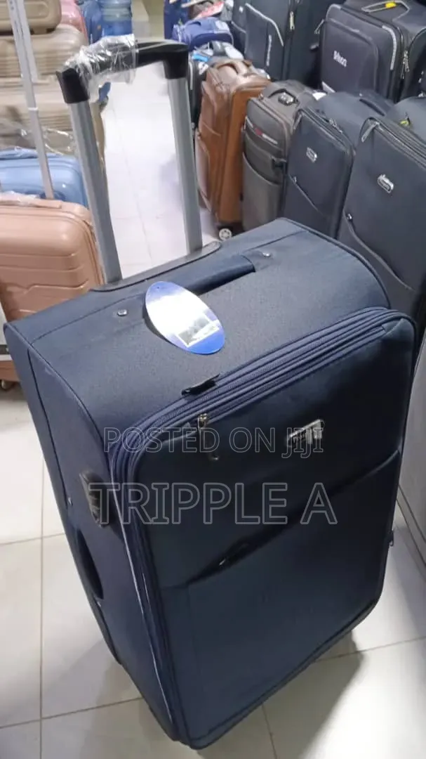 Navy Blue Soft-Side Fabric Suitcase (Large) - 1