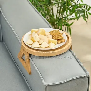 Bamboo Sofa Armrest Tray with Cup Holder