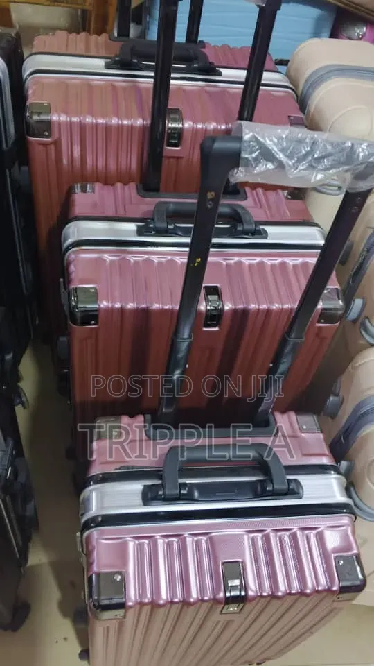 3-Piece Rose Gold Hardside Trolley Suitcase Set - 1