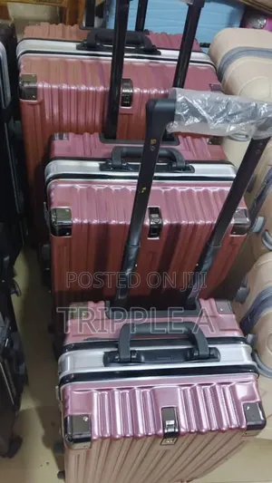 3-Piece Rose Gold Hardside Trolley Suitcase Set