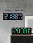 Large Digital LED Wall Clock with Temperature & Week Display - 1