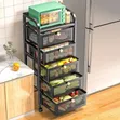 5-Tier Rolling Cart - Durable Black Metal Mesh - 1