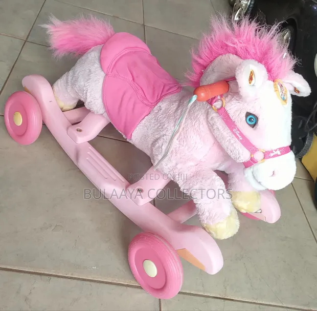 UK Used Pink Disney Princess Plush Rocking Pony - 1
