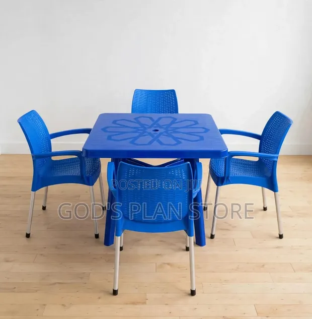 Weatherproof Matted Bar and Restaurant Plastic Chairs and Table - 1