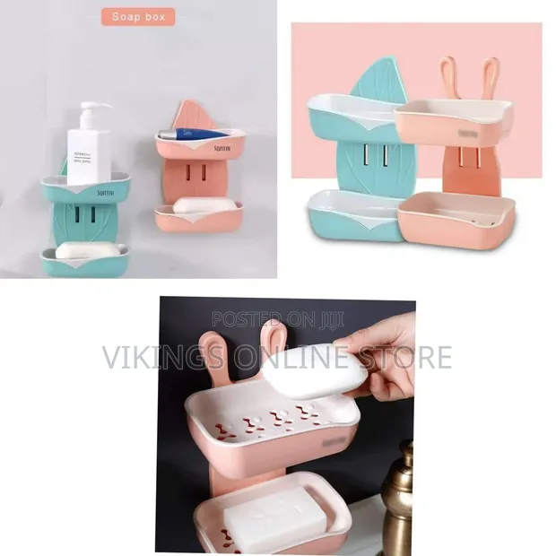 Double Layer Wall Mounted Soap Dish Box - 1