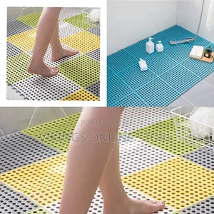 4 Pcs Interlocking Non-Slip Bathroom Floor Tiles Rubber Mat