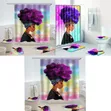 4 Piece Waterproof Shower Curtain Set with Toilet Cover Mats - 1