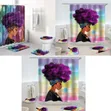 4 Piece Waterproof Shower Curtain Set with Toilet Cover Mats - 2
