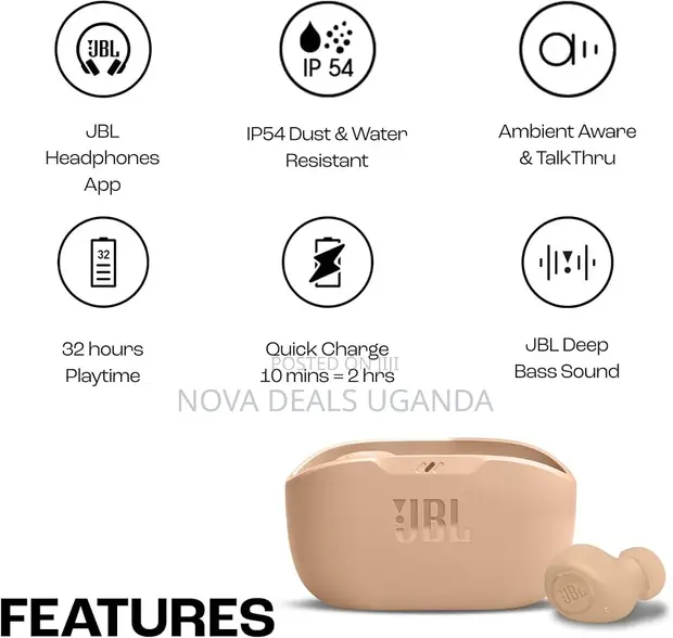 JBL Wave Buds True Wireless Earbuds - 32H Battery, Deep Bass - 1