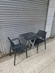 2 Seater Foldable Wooden Dining Table and Chairs Set - Black - 1