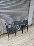 2 Seater Foldable Wooden Dining Table and Chairs Set - Black - 2