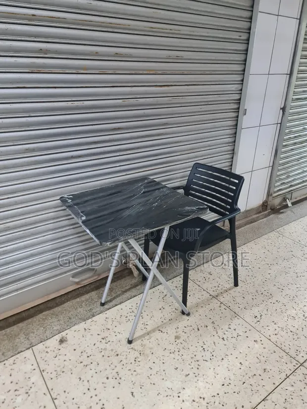 Metal Framed Wooden Foldable Reading Table and Chair Set - 1