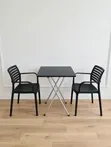 Silver X-Legs Wood Foldable Dining Table and Chairs Set - Black - 1