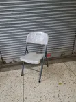 White Foldable Plastic Chairs with Metal Frame - 4