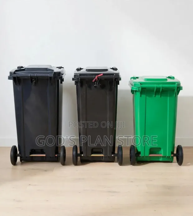 Large Wheeled Plastic Dust Bins with Lids (120 Litres) - 1