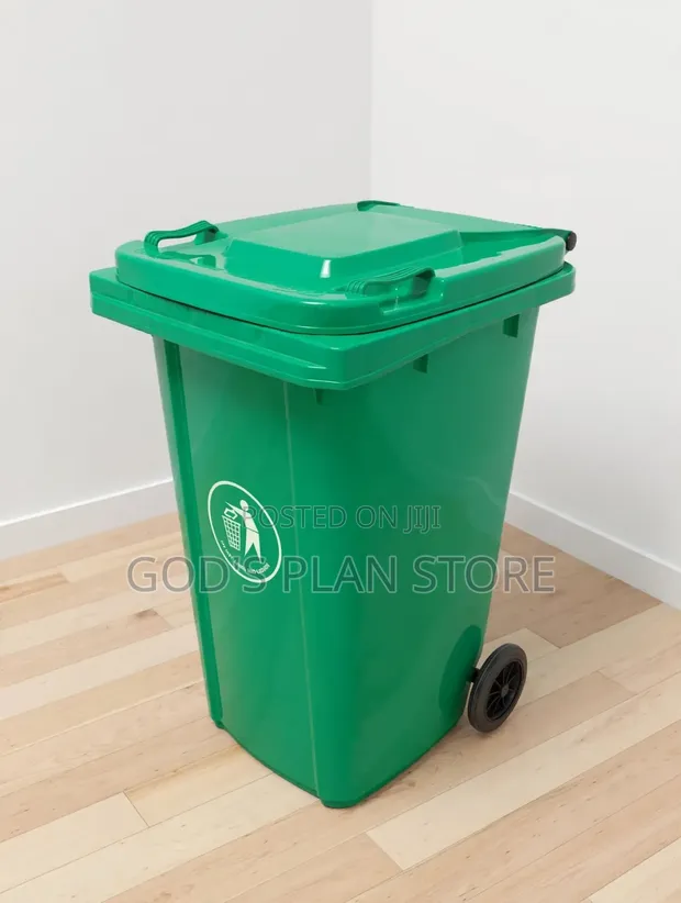 Large Wheeled Green Plastic Dust Bins (240 Litres) - 1