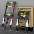 3.9m Telescoping Ladder, 10 Step Aluminum Extension Ladder - 1