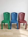 Colorful Rattan Pattern Plastic Chairs - 1