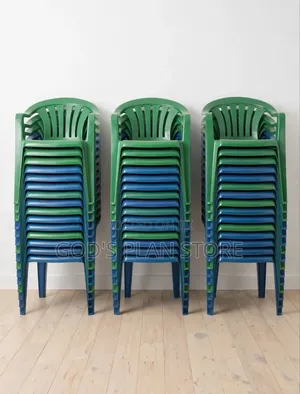 Plastic Armchairs with Backrest - Green & Blue