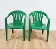 Plastic Armchairs with Backrest - Green & Blue - 2