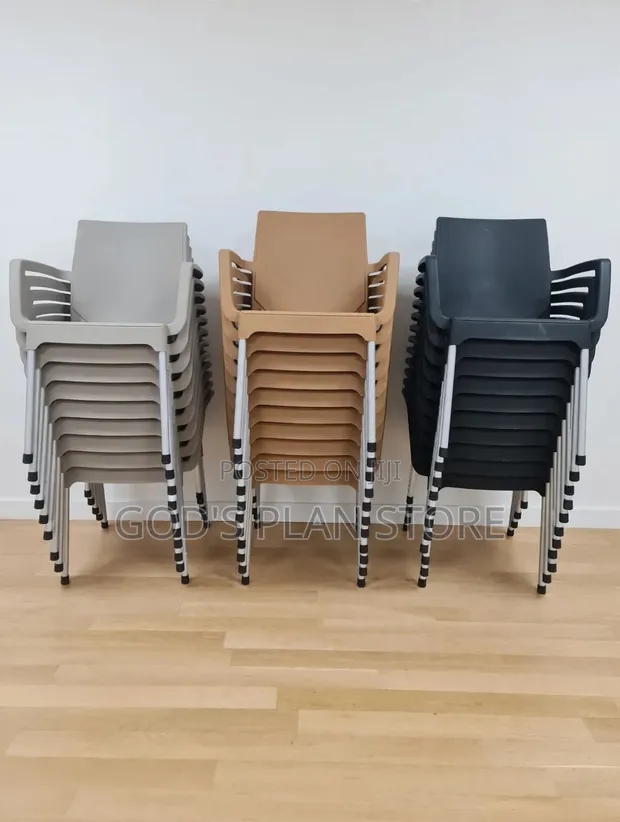 Plastic Armrest Chairs with Metal Legs - 1