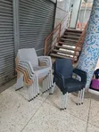 Plastic Armrest Chairs with Metal Legs - 2