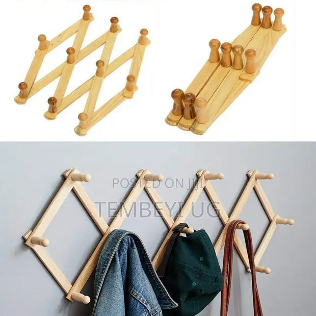 Expandable Wooden Coat Rack Clothes Hanger - 1