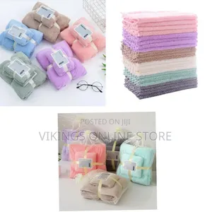 2-Piece Microfiber Hair, Face, Bath Towels - Pink