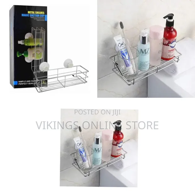 Stainless Steel Suction Kitchen/Bathroom Shelves Storage Organizer - 1