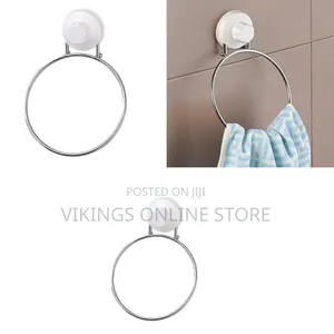 Towel Ring/Rack with Magic Suction Cup - White