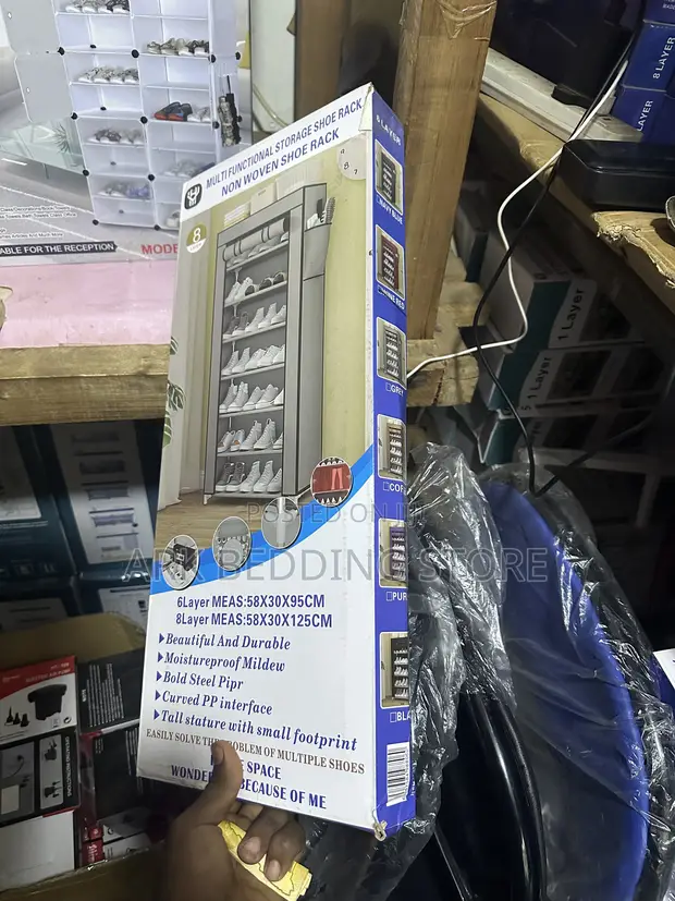 8 Row Shoe Rack with Zipped Enclosure - 1