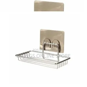 Wall Mounted Kitchen Bathroom Sponge Soap Dish Holder - Silver