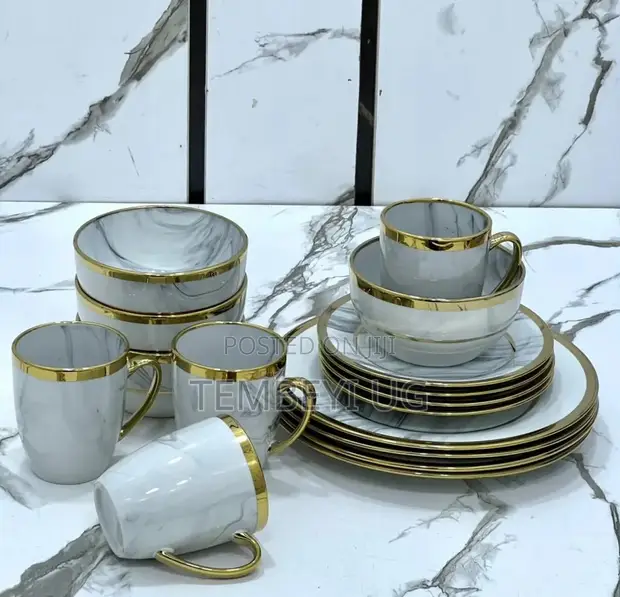 16 Piece Marble-Design Dinnerware Set - 1