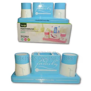 Multipurpose Toothbrush Holder & Toothpaste Dispenser Stand (Blue)