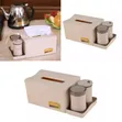 Tissue Box Storage with Cotton Swab & Toothpick Holder - Cream - 1