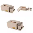 Tissue Box Storage with Cotton Swab & Toothpick Holder - Cream - 2