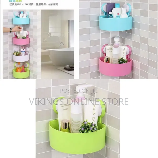 2 Plastic Bathroom Corner Storage Rack Organizer - 1