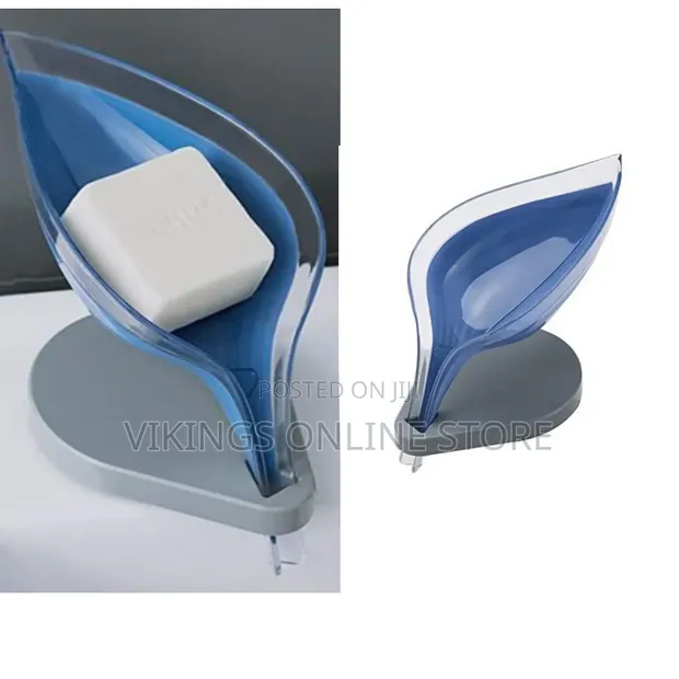 Leaf Shape Soap Dish - Self Draining, Blue - 1
