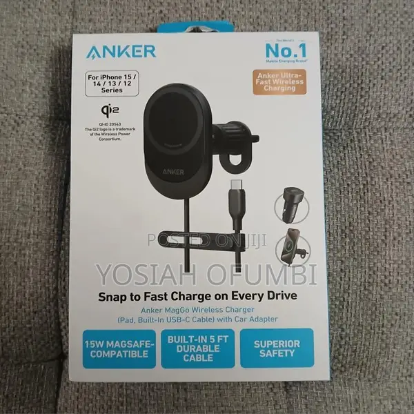 Anker MagGo Wireless Car Charger - 15W Fast Charging - 1