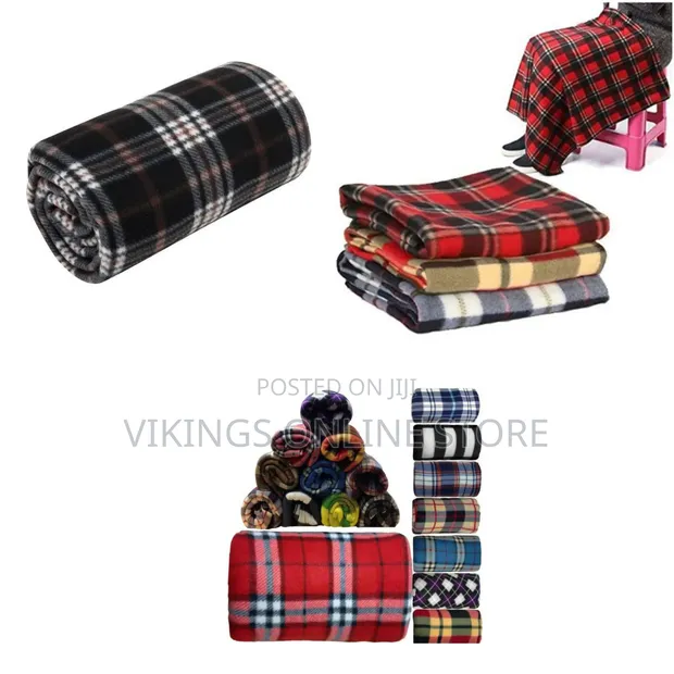 Soft Fleece Throw Blanket - Checked Large Polar Fleece - 1