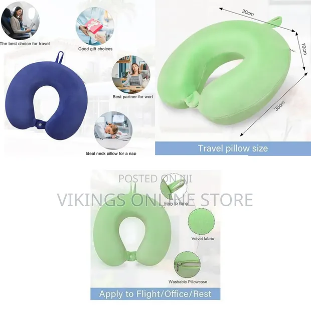 U-Shaped Neck Pillow for Travel - Inflatable Memory Foam - 1