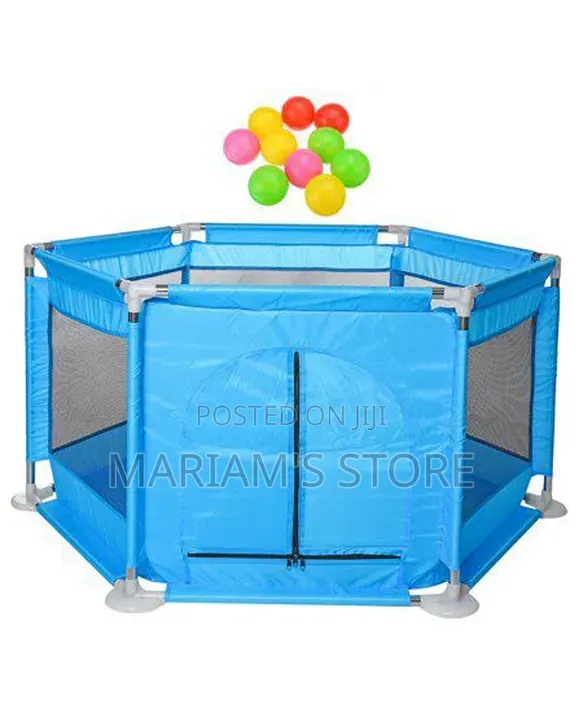 6-Panel Baby Playpen with Basketball Hoop - 1