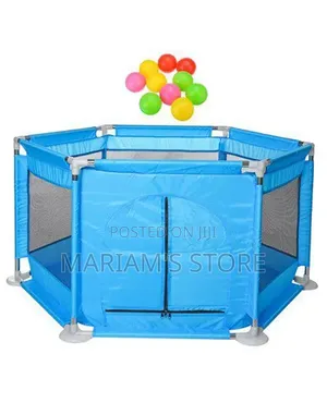 6-Panel Baby Playpen with Basketball Hoop